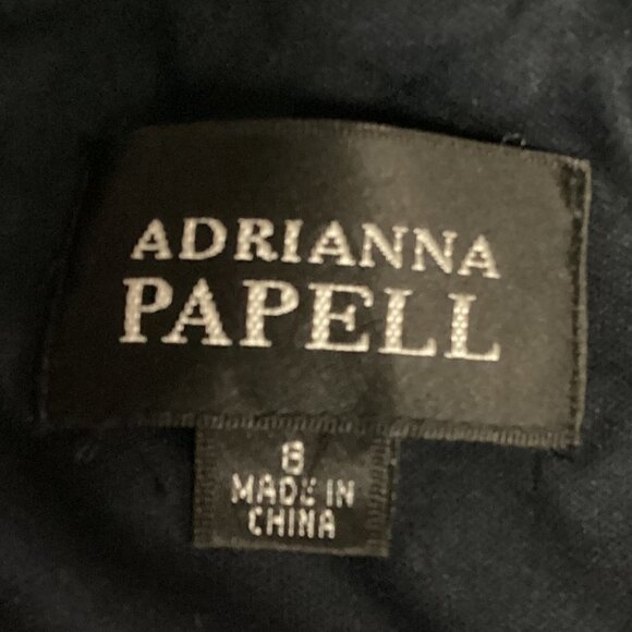 Adrianna Papell Fit and Flare Elegant Cocktail/Party Dress Sz 8 Navy Blue 211B - Picture 9 of 11